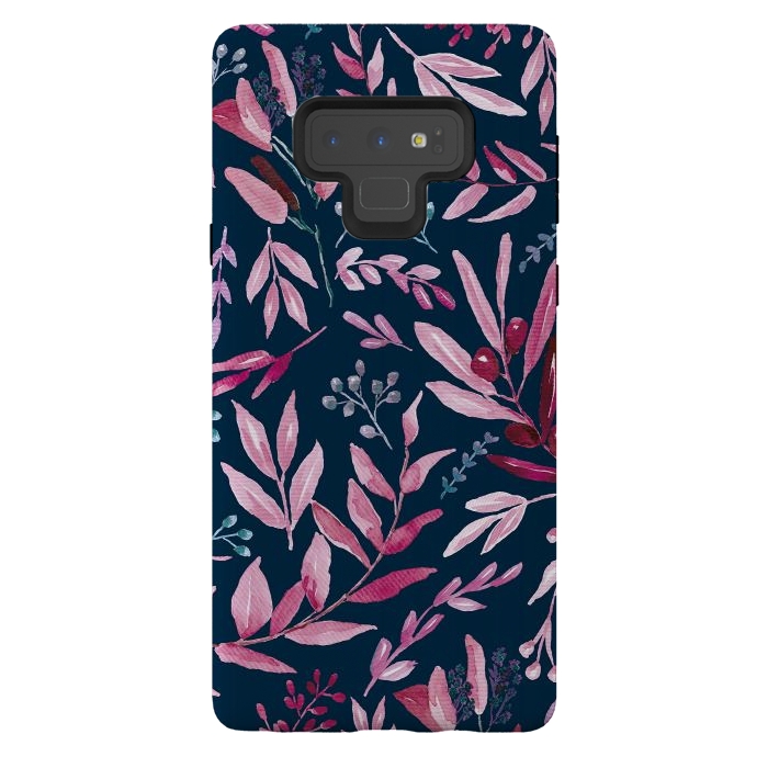 Galaxy Note 9 StrongFit Eucalyptus blue and pink by Anis Illustration