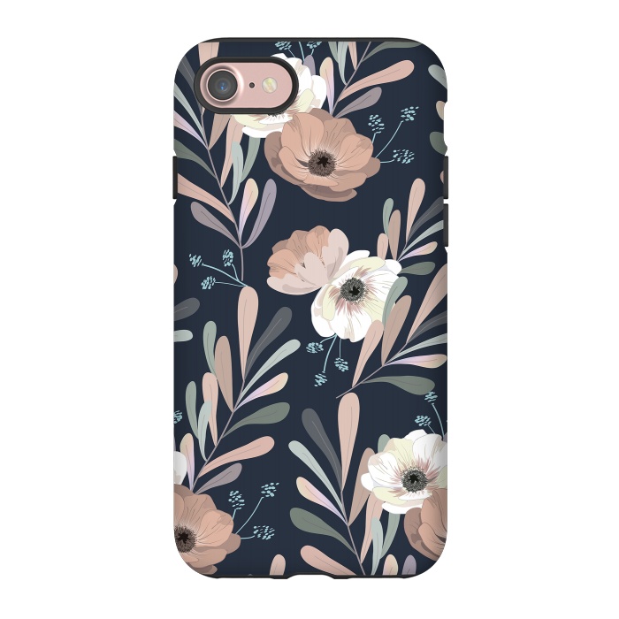iPhone 7 StrongFit Olives and anemones - blue by Anis Illustration