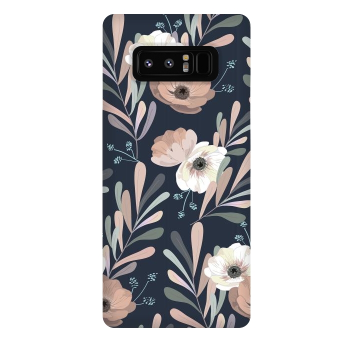 Galaxy Note 8 StrongFit Olives and anemones - blue by Anis Illustration