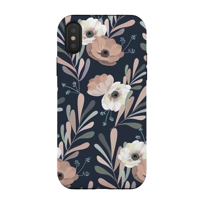 iPhone Xs / X StrongFit Olives and anemones - blue by Anis Illustration