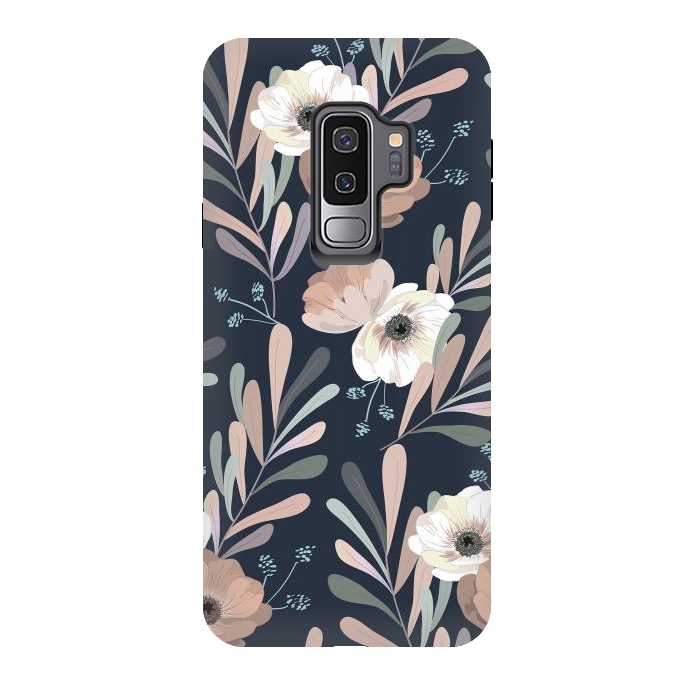 Galaxy S9 plus StrongFit Olives and anemones - blue by Anis Illustration