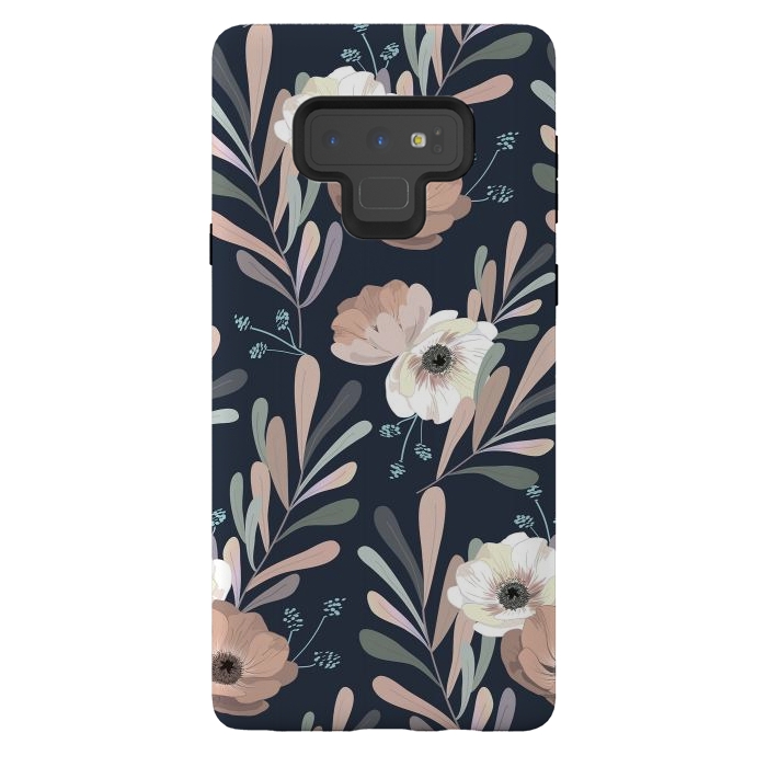 Galaxy Note 9 StrongFit Olives and anemones - blue by Anis Illustration