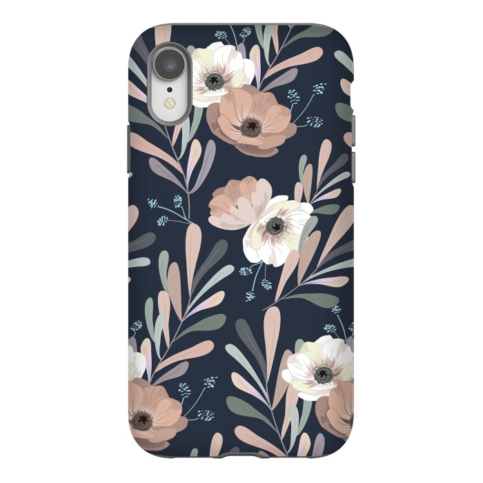 iPhone Xr StrongFit Olives and anemones - blue by Anis Illustration