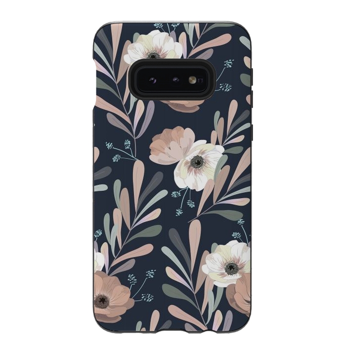 Galaxy S10e StrongFit Olives and anemones - blue by Anis Illustration