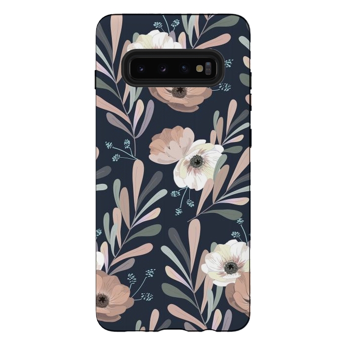 Galaxy S10 plus StrongFit Olives and anemones - blue by Anis Illustration