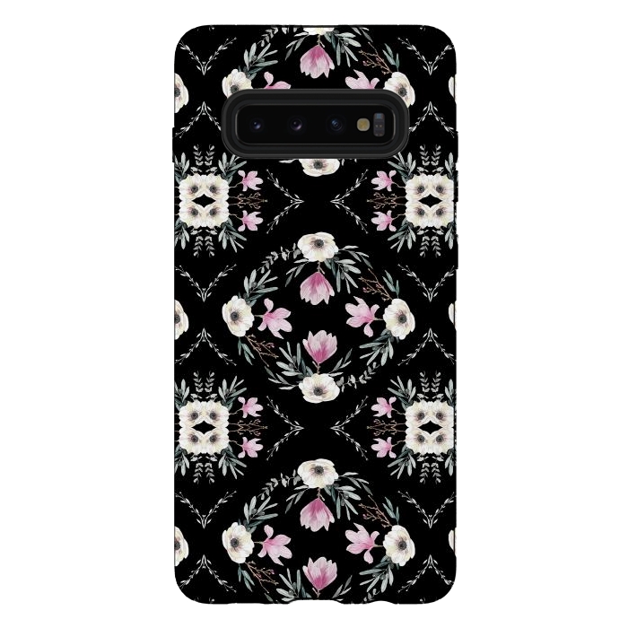 Galaxy S10 plus StrongFit Floral Tiles by Anis Illustration