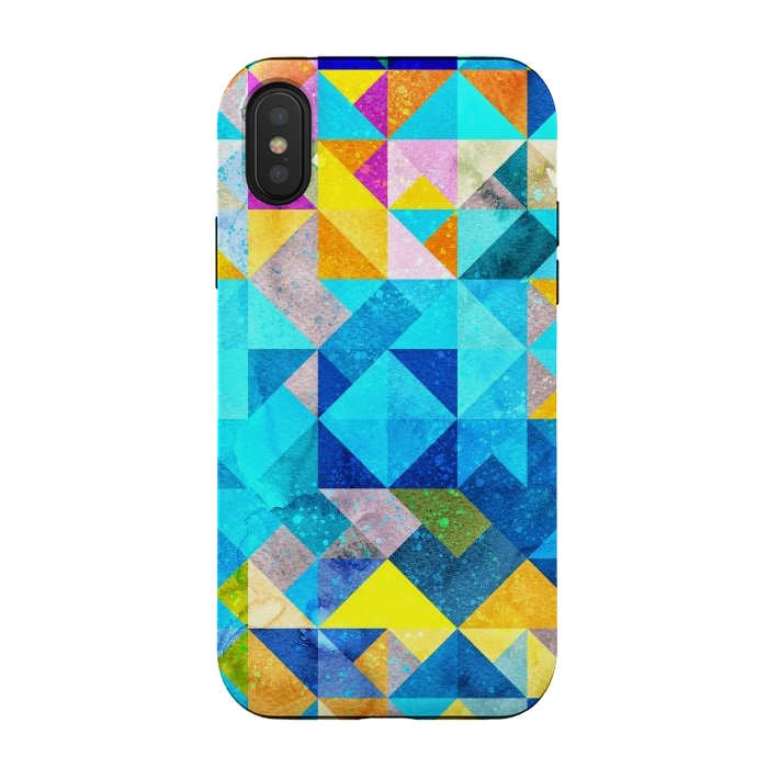 iPhone Xs / X StrongFit Colorful Watercolor Geometric by Art Design Works
