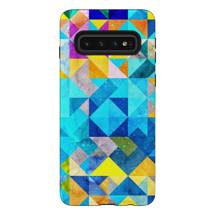 Galaxy S10 StrongFit Colorful Watercolor Geometric by Art Design Works