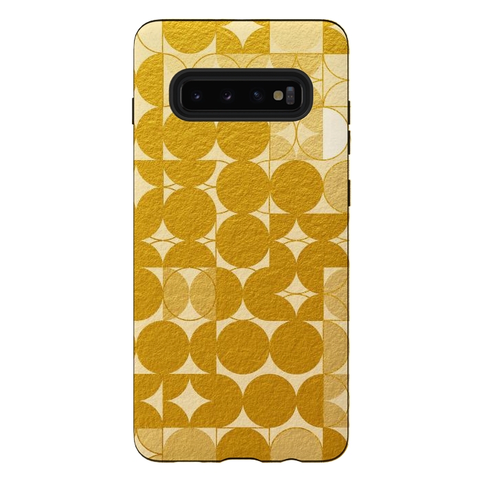 Galaxy S10 plus StrongFit Mid Century Gold Geometric by Art Design Works