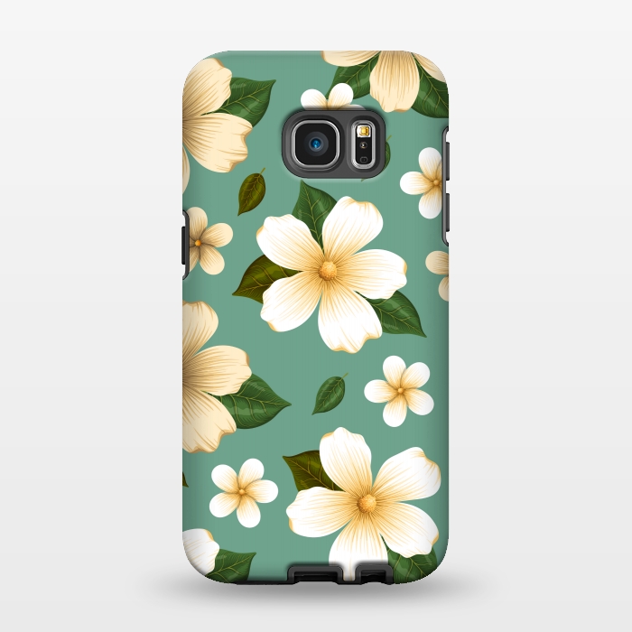 Galaxy S7 EDGE StrongFit WHITE FLORAL BEAUTIES by MALLIKA