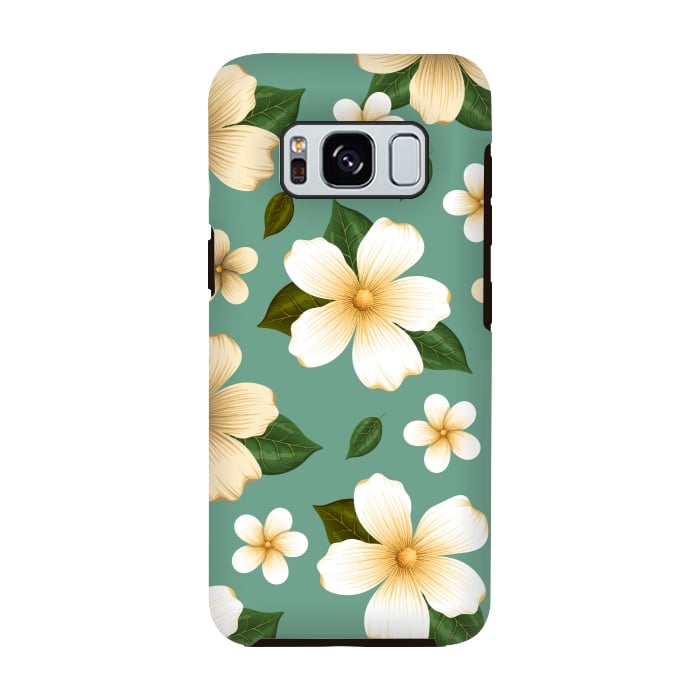 Galaxy S8 StrongFit WHITE FLORAL BEAUTIES by MALLIKA