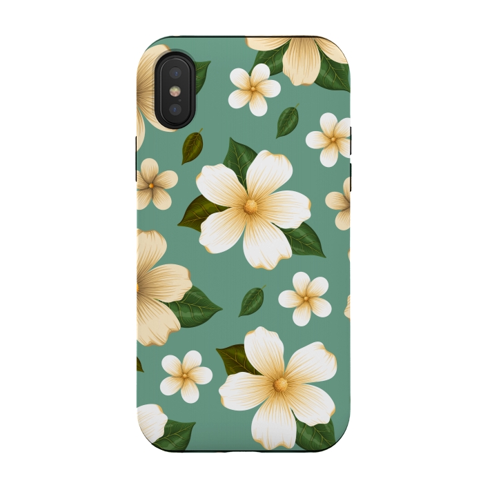 iPhone Xs / X StrongFit WHITE FLORAL BEAUTIES by MALLIKA