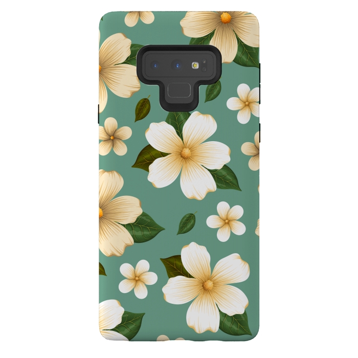 Galaxy Note 9 StrongFit WHITE FLORAL BEAUTIES by MALLIKA