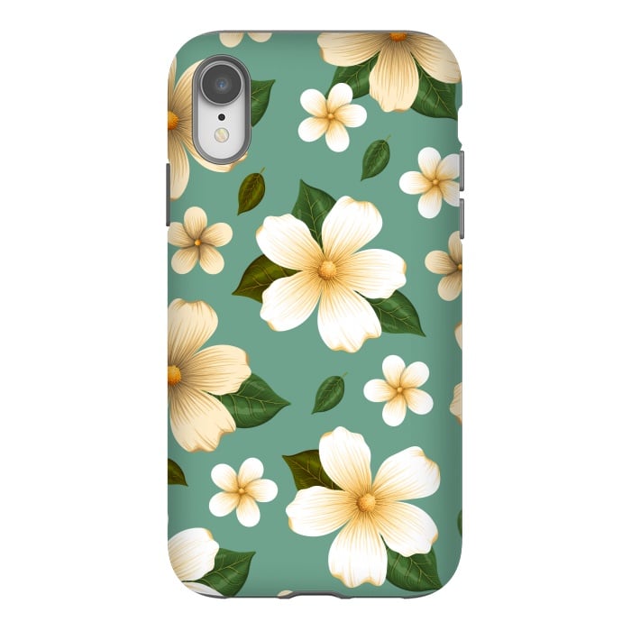 iPhone Xr StrongFit WHITE FLORAL BEAUTIES by MALLIKA