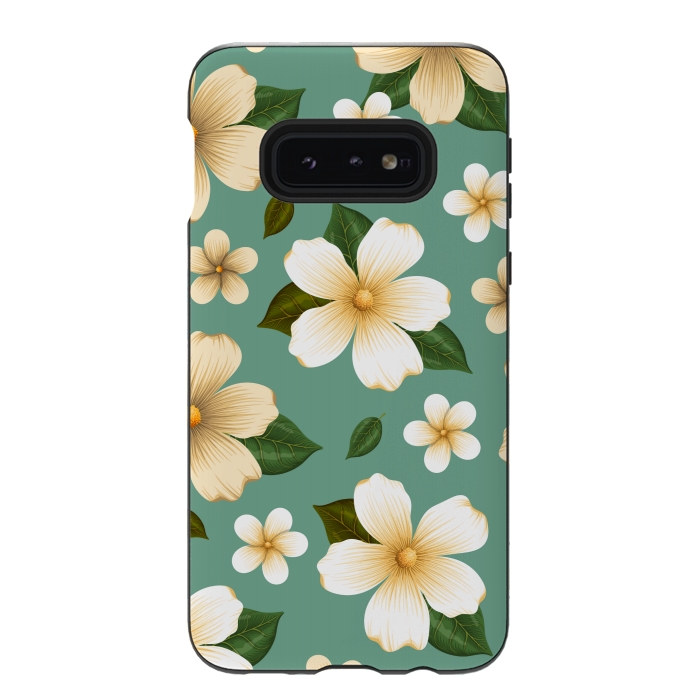 Galaxy S10e StrongFit WHITE FLORAL BEAUTIES by MALLIKA