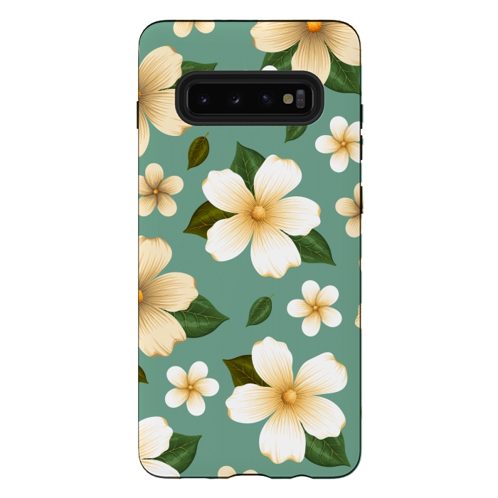 Galaxy S10 plus StrongFit WHITE FLORAL BEAUTIES by MALLIKA