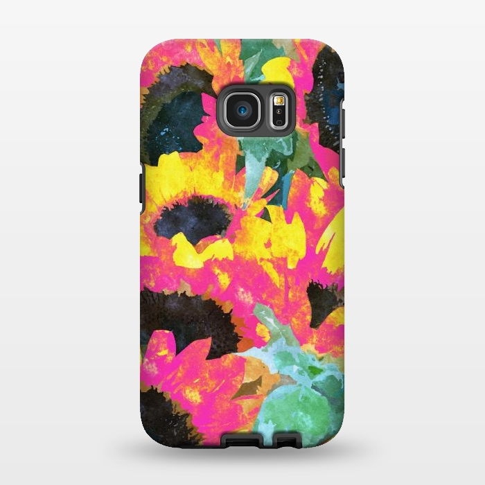 Galaxy S7 EDGE StrongFit Pink Sunflowers by Uma Prabhakar Gokhale