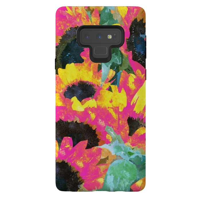 Galaxy Note 9 StrongFit Pink Sunflowers by Uma Prabhakar Gokhale
