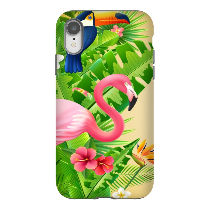 iPhone Xr StrongFit FLAMINGO TROPICAL PATTERN 3 by MALLIKA