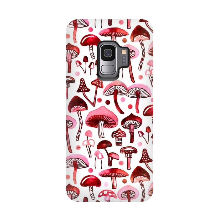 Galaxy S9 StrongFit Pink Mushrooms  by Tigatiga