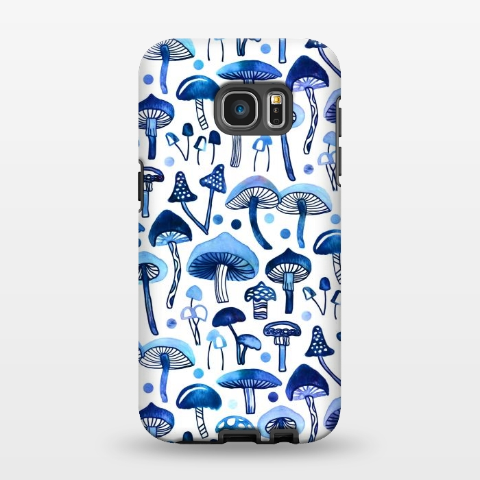 Galaxy S7 EDGE StrongFit Blue Mushrooms by Tigatiga