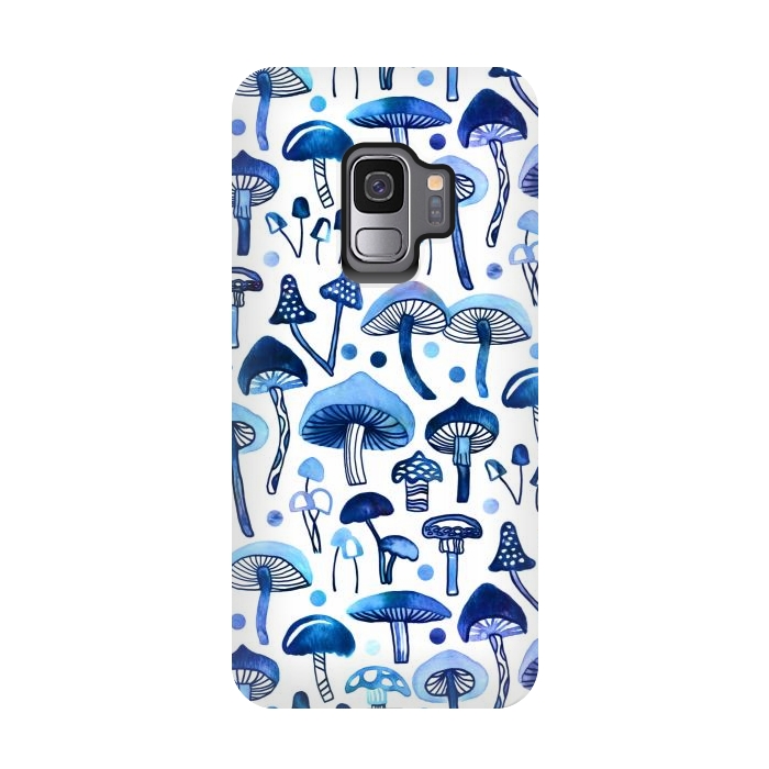 Galaxy S9 StrongFit Blue Mushrooms by Tigatiga