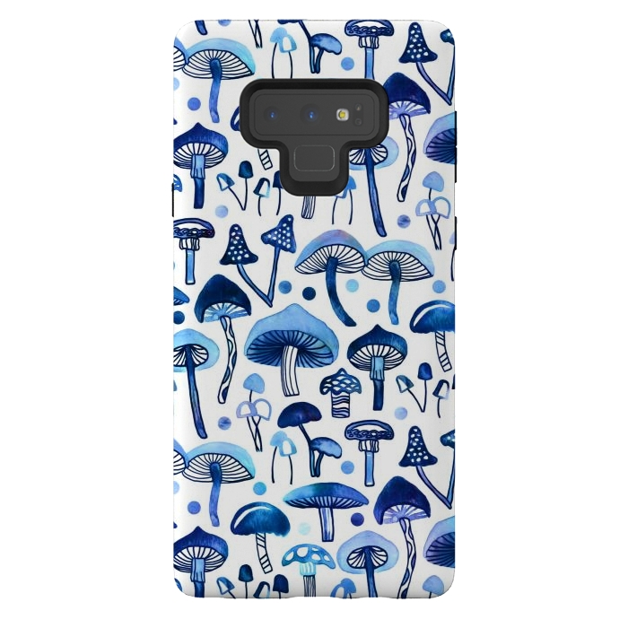 Galaxy Note 9 StrongFit Blue Mushrooms by Tigatiga