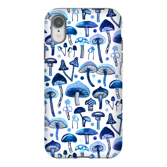 iPhone Xr StrongFit Blue Mushrooms by Tigatiga