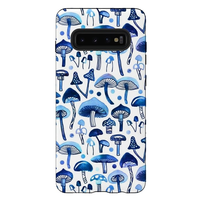 Galaxy S10 plus StrongFit Blue Mushrooms by Tigatiga