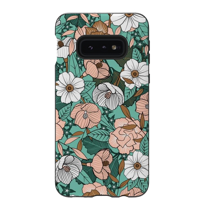 Galaxy S10e StrongFit Rusted Blush Garden by gingerlique