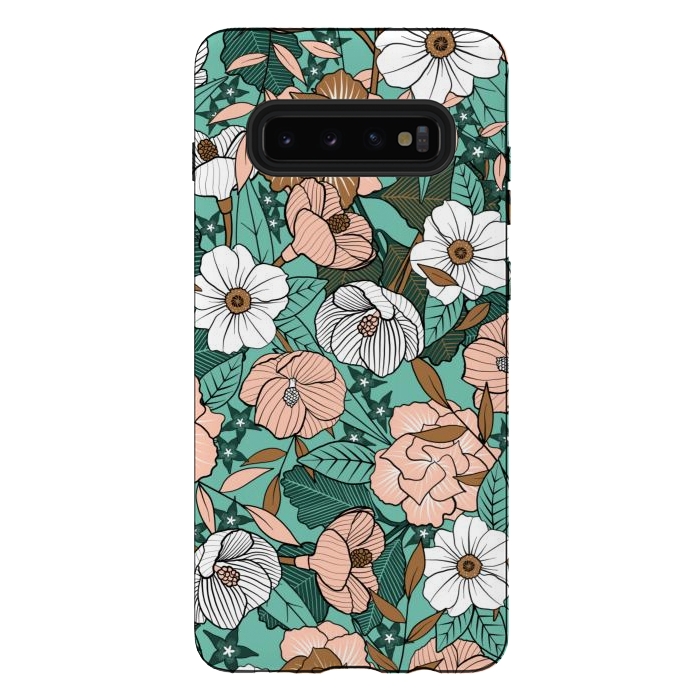Galaxy S10 plus StrongFit Rusted Blush Garden by gingerlique