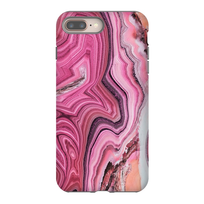 iPhone 7 plus StrongFit Candy pink marble waves by Oana 