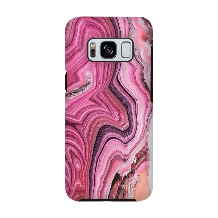 Galaxy S8 StrongFit Candy pink marble waves by Oana 