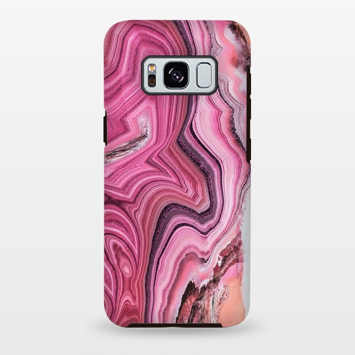 Galaxy S8 plus StrongFit Candy pink marble waves by Oana 