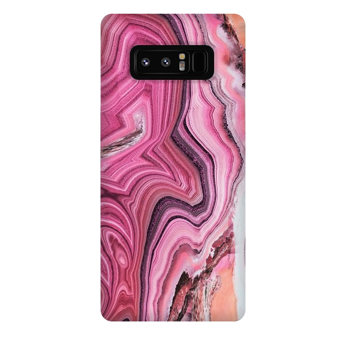 Galaxy Note 8 StrongFit Candy pink marble waves by Oana 