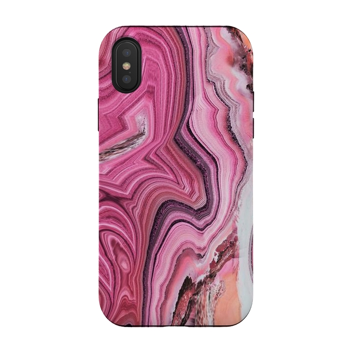 iPhone Xs / X StrongFit Candy pink marble waves by Oana 