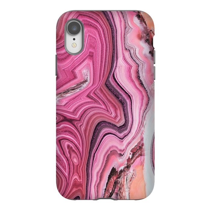 iPhone Xr StrongFit Candy pink marble waves by Oana 
