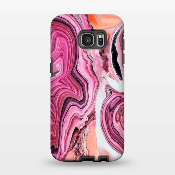Galaxy S7 EDGE StrongFit Pop pink liquid marble by Oana 