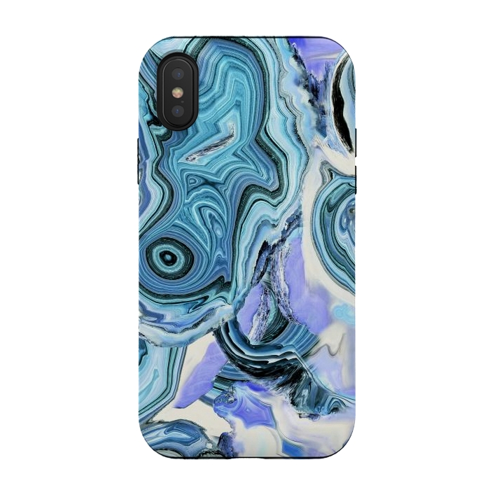 iPhone Xs / X StrongFit Blue purple liquid marble by Oana 