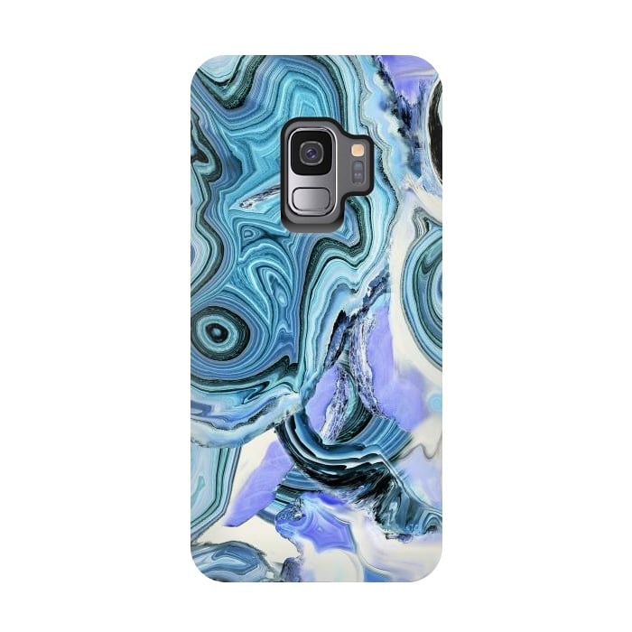Galaxy S9 StrongFit Blue purple liquid marble by Oana 
