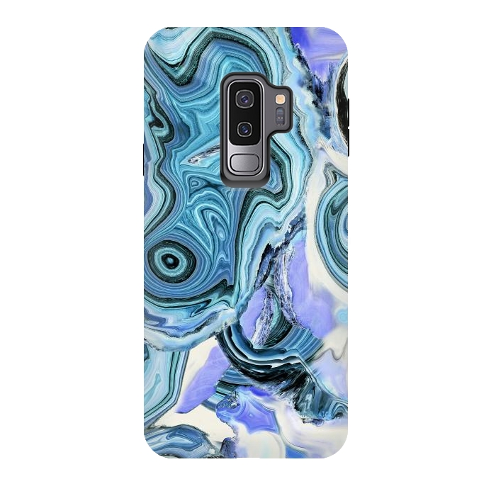 Galaxy S9 plus StrongFit Blue purple liquid marble by Oana 