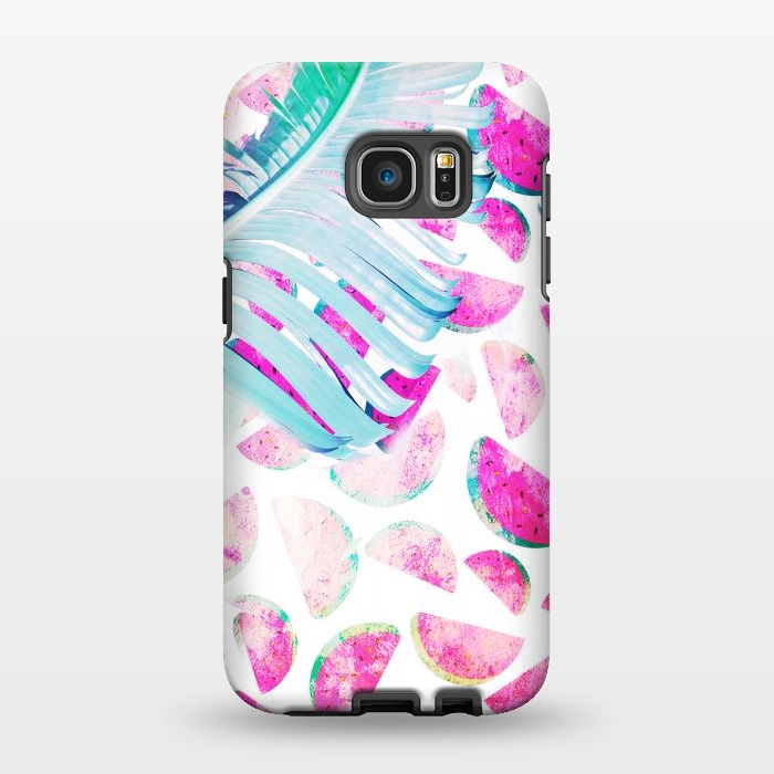 Galaxy S7 EDGE StrongFit Grungy watermelon and bana leaf pattern by Oana 
