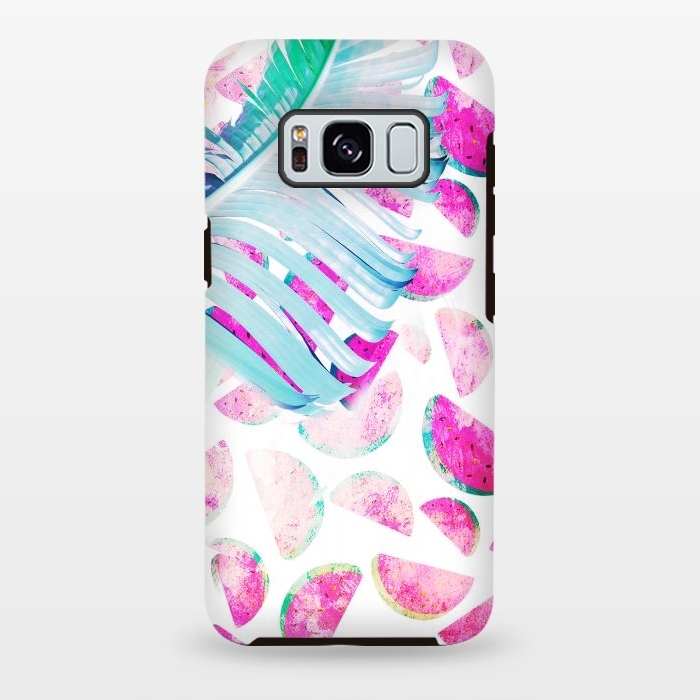 Galaxy S8 plus StrongFit Grungy watermelon and bana leaf pattern by Oana 
