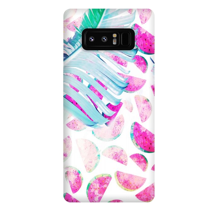 Galaxy Note 8 StrongFit Grungy watermelon and bana leaf pattern by Oana 