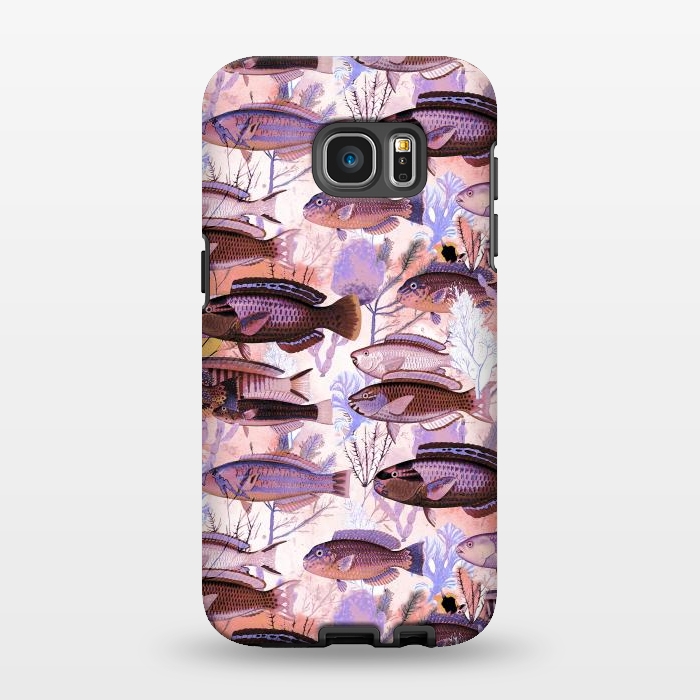 Galaxy S7 EDGE StrongFit Colorful coral reef and fish botanical pattern by Oana 