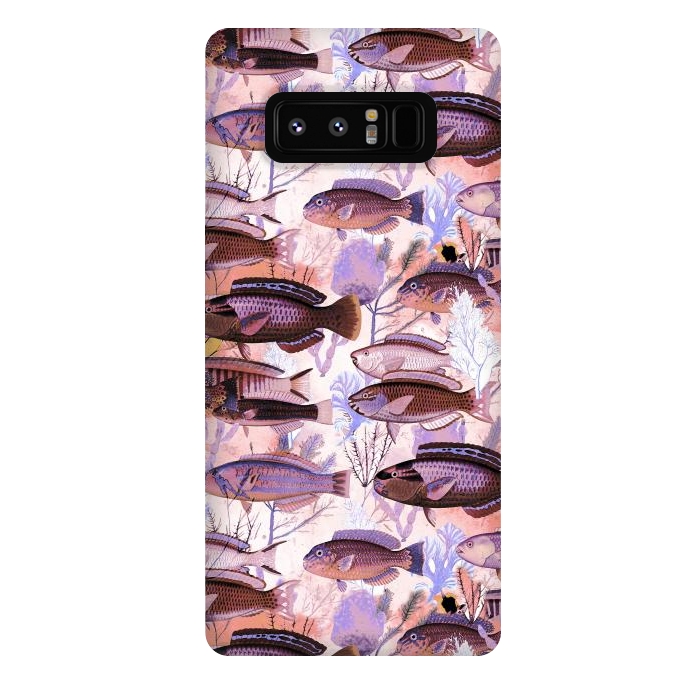 Galaxy Note 8 StrongFit Colorful coral reef and fish botanical pattern by Oana 