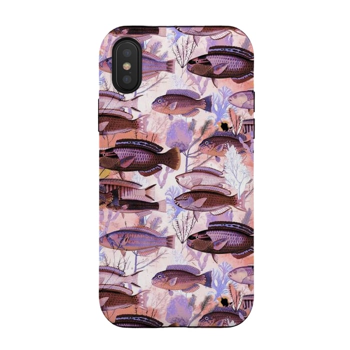 iPhone Xs / X StrongFit Colorful coral reef and fish botanical pattern by Oana 