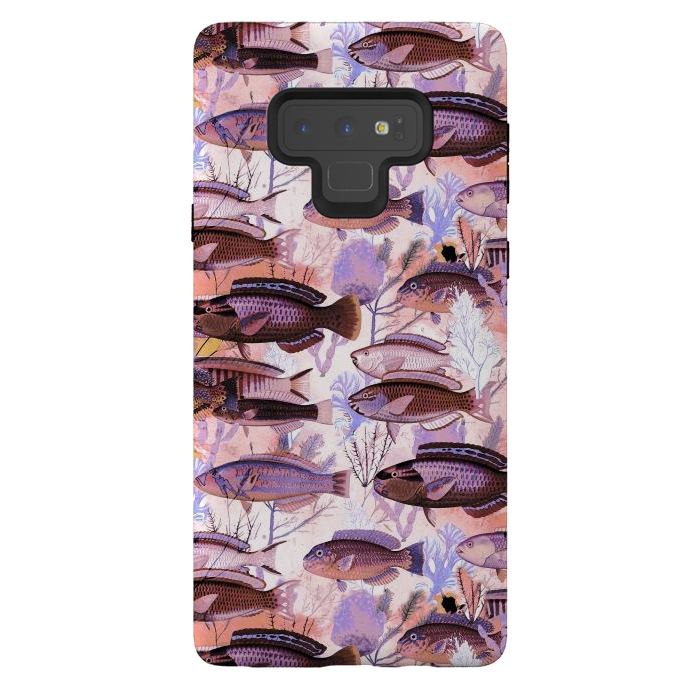Galaxy Note 9 StrongFit Colorful coral reef and fish botanical pattern by Oana 