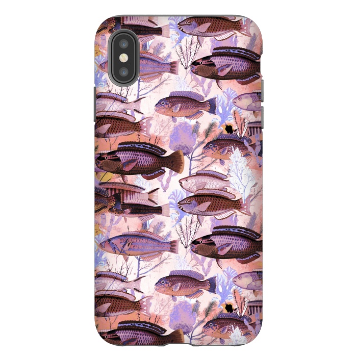 iPhone Xs Max StrongFit Colorful coral reef and fish botanical pattern by Oana 
