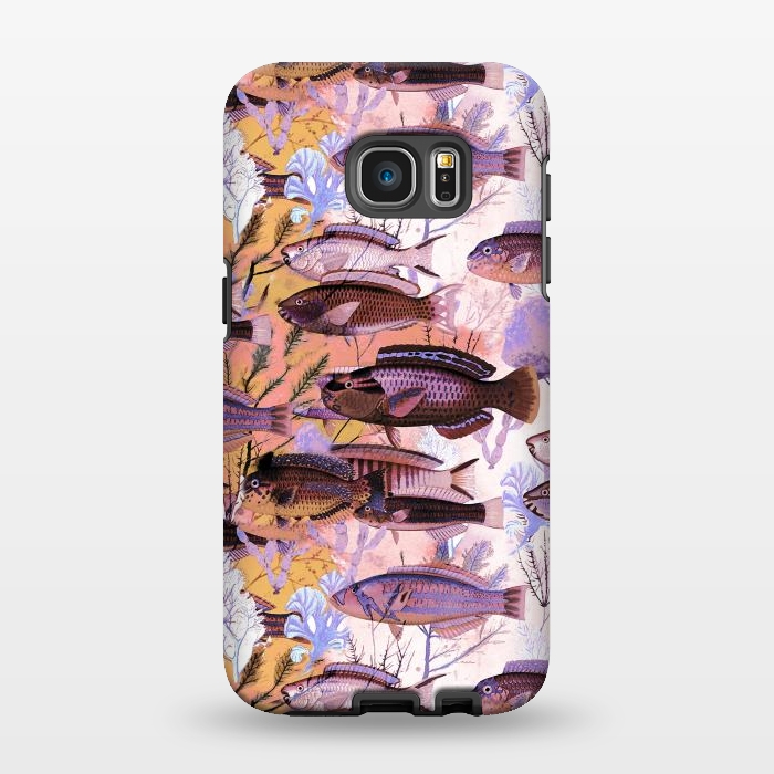 Galaxy S7 EDGE StrongFit Watercolor coral reef by Oana 